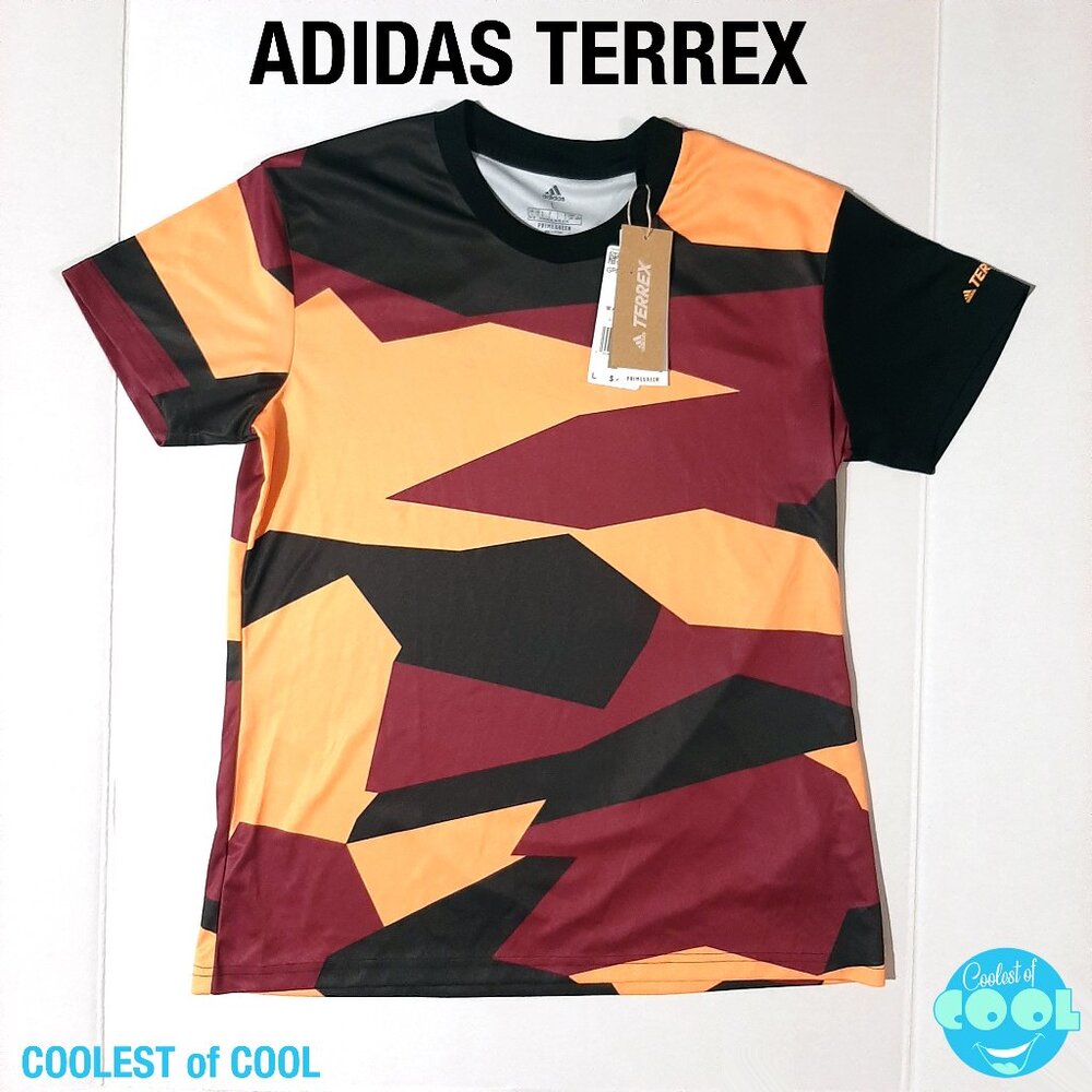 Adidas Terrex shirt womens's large hazy orange and black Primegreen graphic NWT
